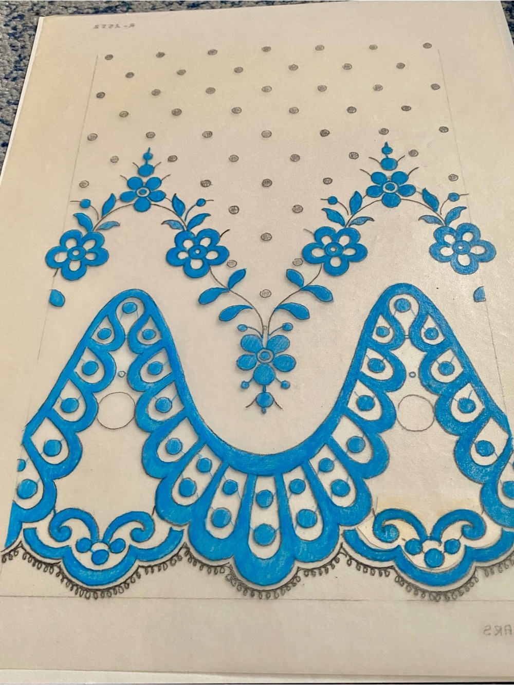 Framable Art - Original Lace Design Draft, Hand-Drawn Mid Century Textile Study